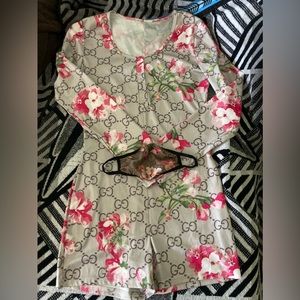 Gucci Print Long Sleeve One Piece With Face Mask DELETING ON 11/05